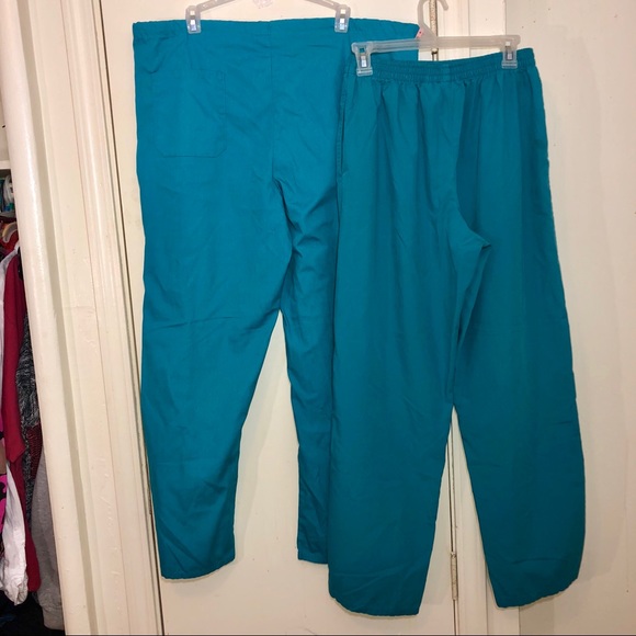 Teal Blue 2Pants Scrub Bottoms Bundle Medium - Picture 3 of 5